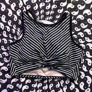 The Longline Twist Bikini Top Black & White Stripe